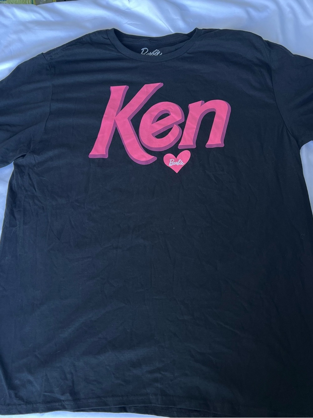 Ken Barbie Movie Black Graphic T-Shirt Pink Lettering Adult Barbiecore